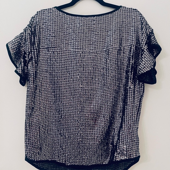 MINT VELVET sequinned black & silver top size 12 - Picture 2 of 3